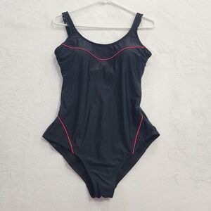 Catalina Swimsuit Womens L Black Pink One Piece Padded Built In Bra Stretch Swim
